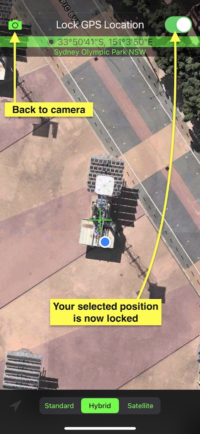 Look GPS position in Solocator app.