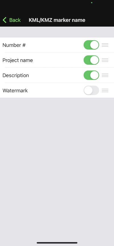 KML and KMZ place mark options in Solocator app