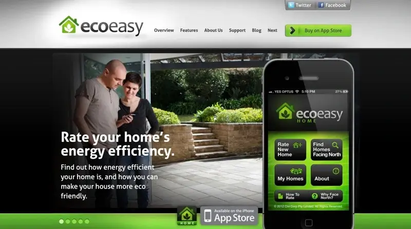 Eco easy app website home page.
