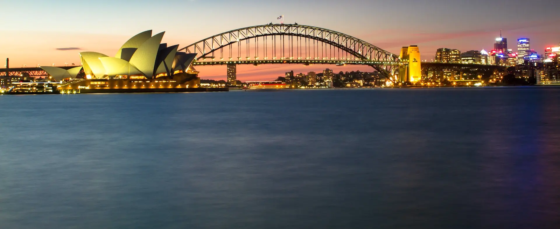 Sydney harbour bridge and opera house.